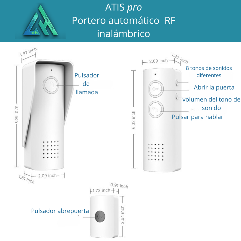 Portero Automático Inalámbrico con BaterĂa de Litio