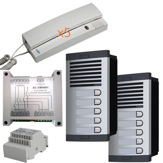 Türsprechanlage System 4+n, analog, 5-Draht Classic – 5 Wohneinheiten