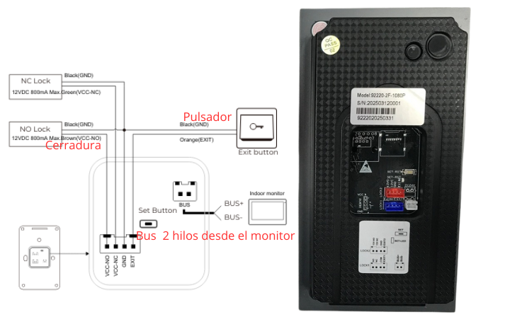 Videoportero ATIS pro wifi ,sistema 2 hilos sin polaridad , Monitor táctil 7" para 4 viviendas con RFID