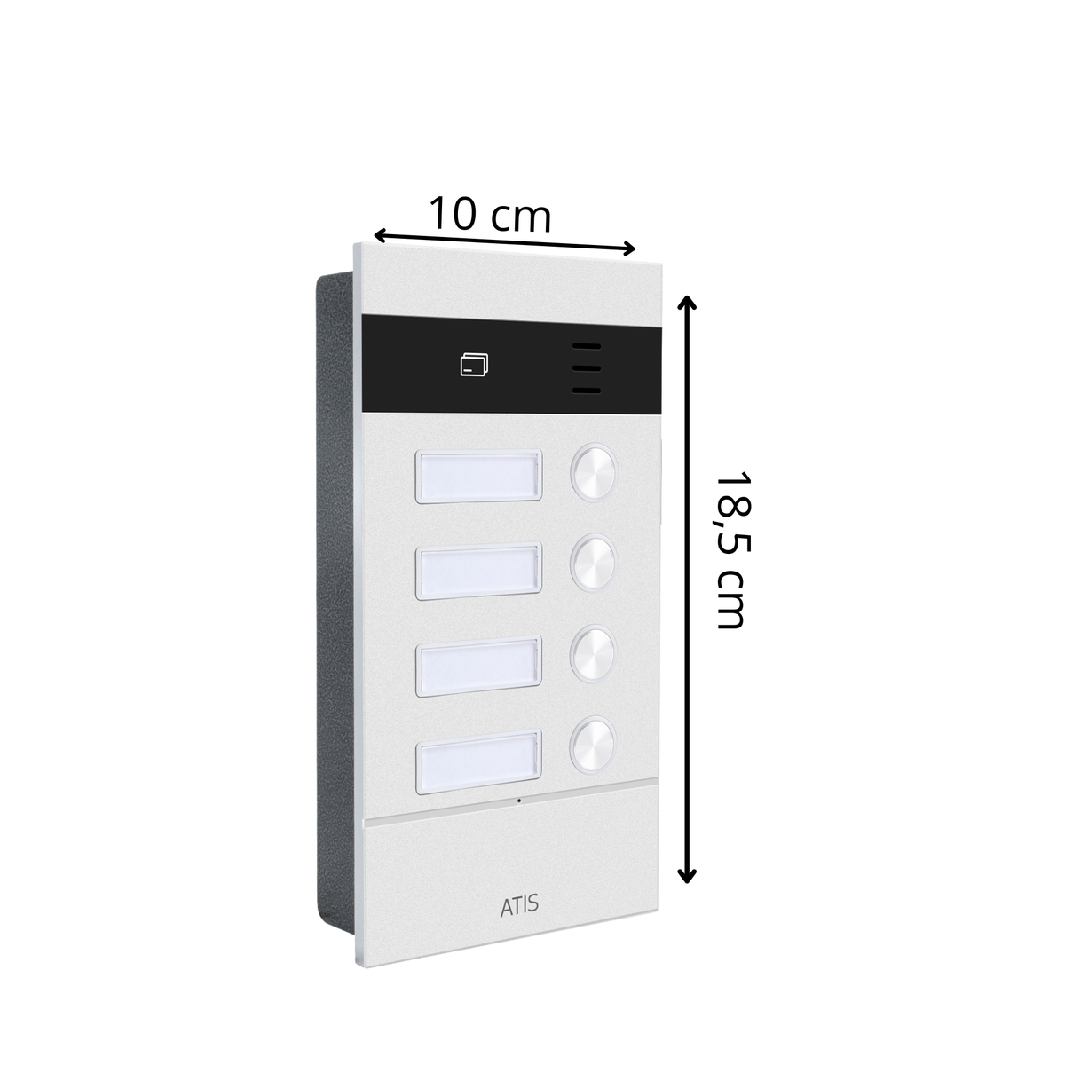Kit citofonico a 2 fili antivandalismo per 4 appartamenti con lettore RFID | Completo di citofoni e alimentatore | Facilissimo da installare. Installazione a incasso e a parete.