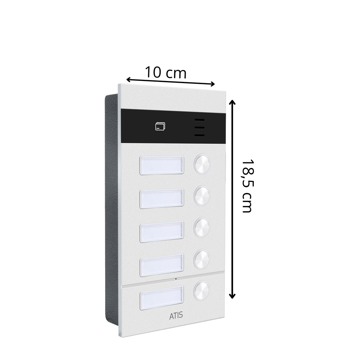 Kit citofonico a 2 fili antivandalismo per 5 appartamenti con lettore RFID | Completo di citofoni e alimentatore | Facilissimo da installare. Installazione a incasso e a parete.