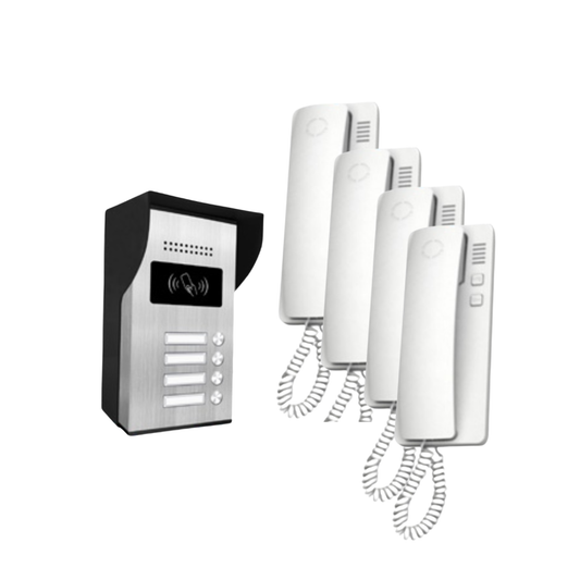 Portero automatico 2 hilos, con lector RFID incluido para colocar empotrado y en superficie. (4 viviendas)