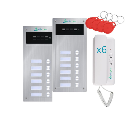 4-Apartment 2-Wire Anti-Vandal Door Entry Kit with RFID Reader | Complete with Indoor Handsets and Power Supply | Very Easy to Install | Flush or Surface Mounting