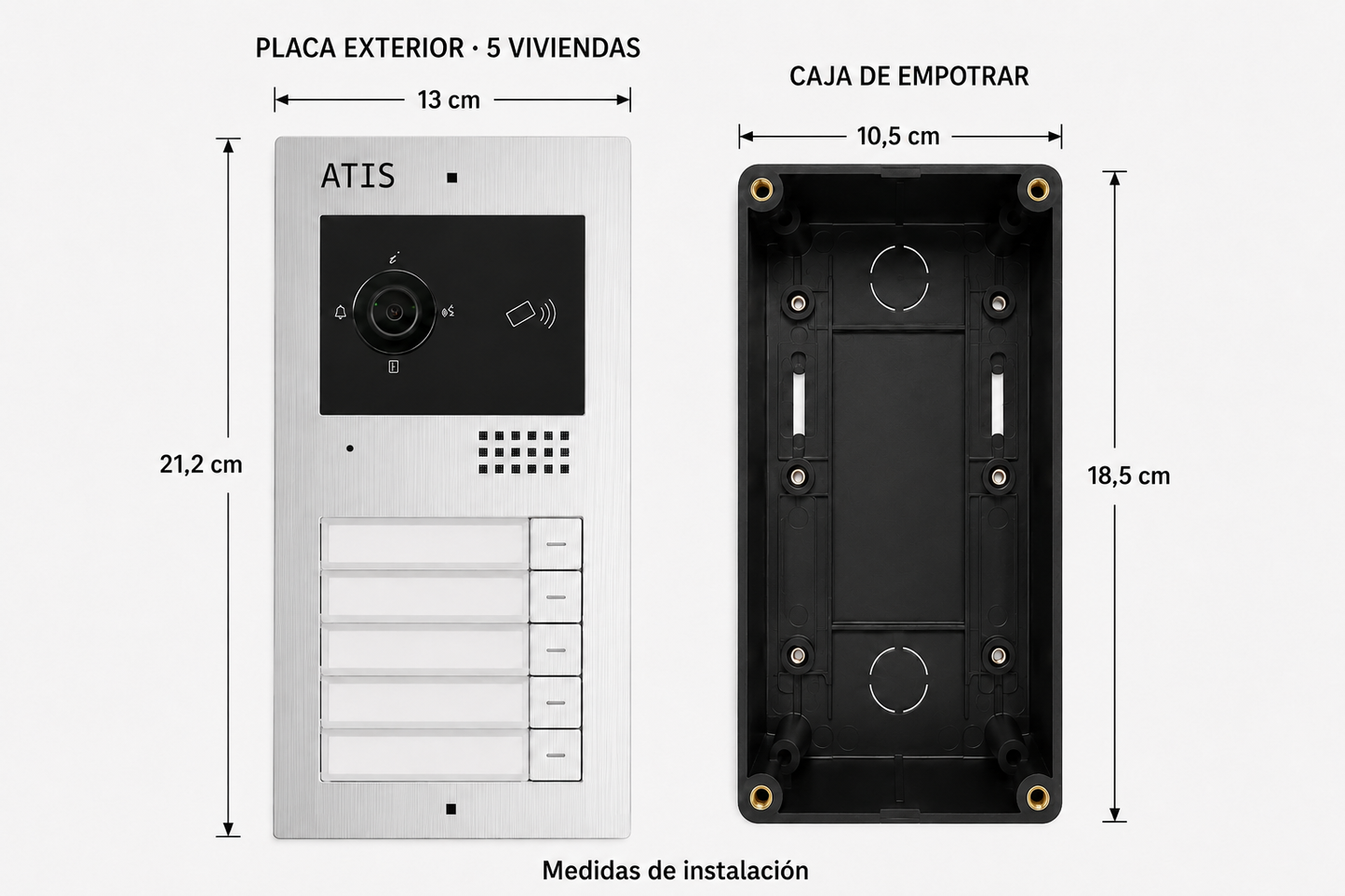 Placa calle  con lector   RFID  integrado    5 viviendas