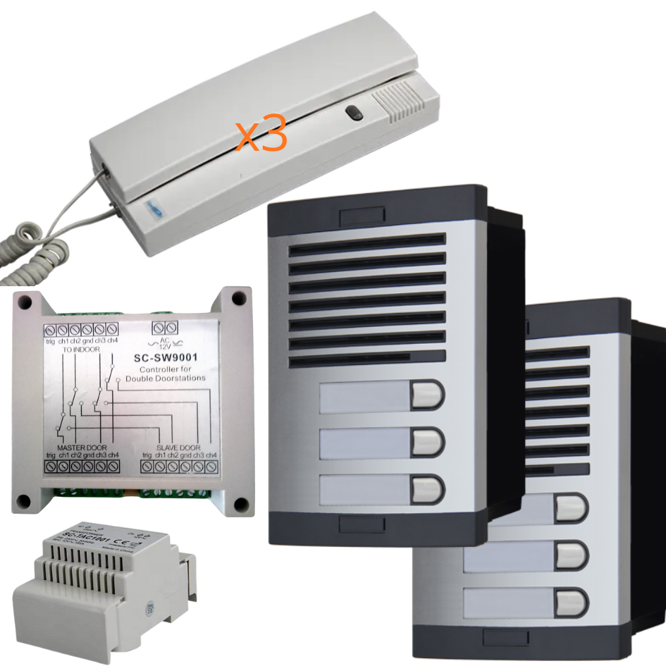 Portero Automático Sistema 4+n analogico 5 hilos classic(3 viviendas) 2 accesos