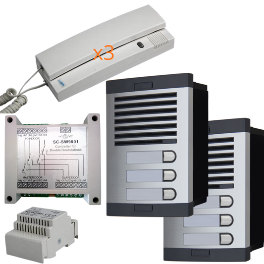 Türsprechanlage System 4+n, analog, 5-Draht Classic – 3 Wohneinheiten