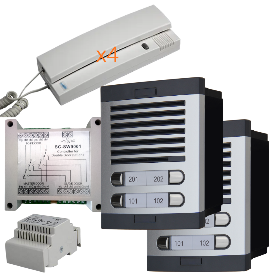 Portero Automático Sistema 4+n analogico 5 hilos classic(4 viviendas)  2 accesos