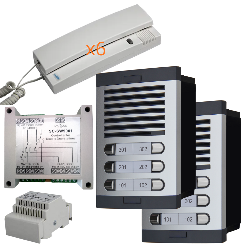 Portero Automático Sistema 4+n analogico 5 hilos classic(6 viviendas)2 accesos