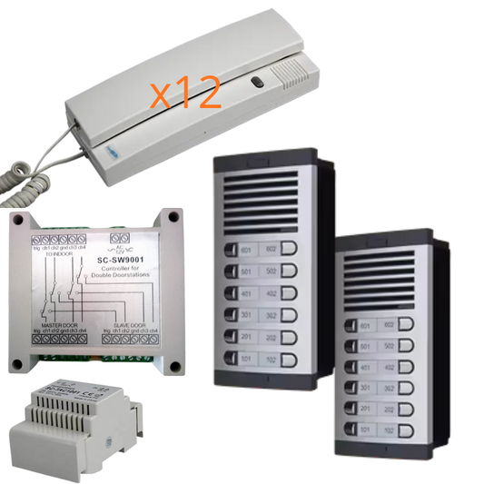 Türsprechanlage System 4+n, analog, 5-Draht Classic – 12 Wohneinheiten