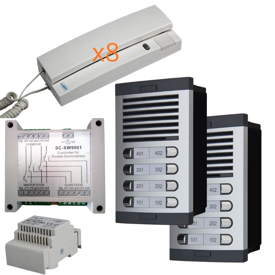 Portero Automático Sistema 4+n analogico 5 hilos classic(8 viviendas) 2 accesos