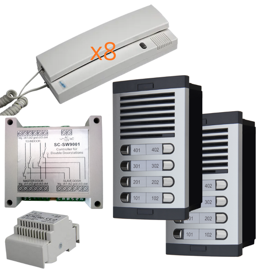 Türsprechanlage System 4+n, analog, 5-Draht Classic – 8 Wohneinheiten